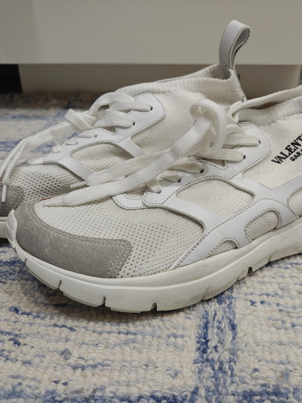 Valentino Garavani White & Light Gray Mesh Sneakers - Picture 2 of 5